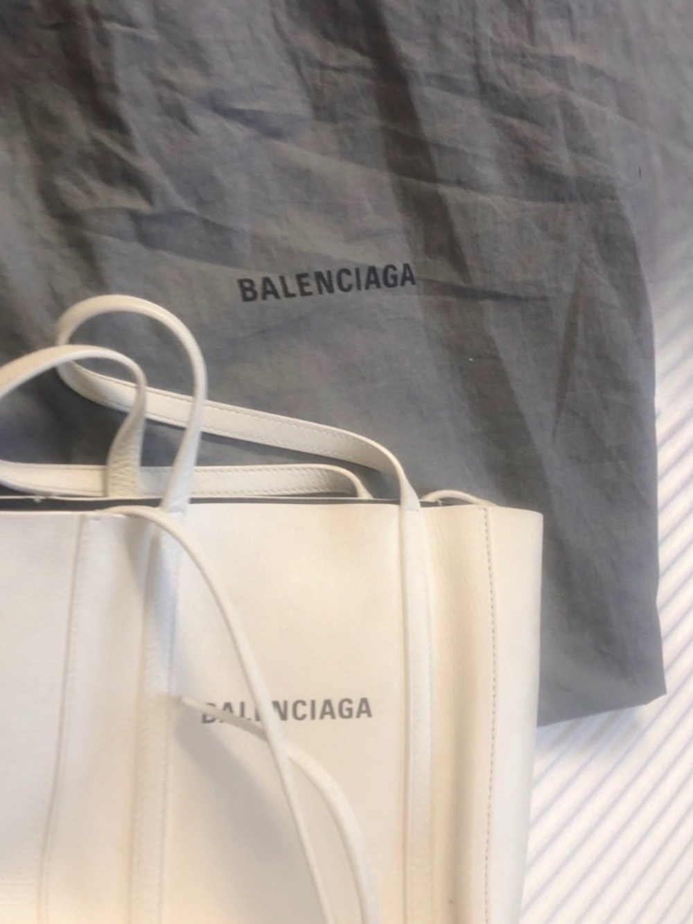 Balenciaga White Leather mini-Tote with Logo